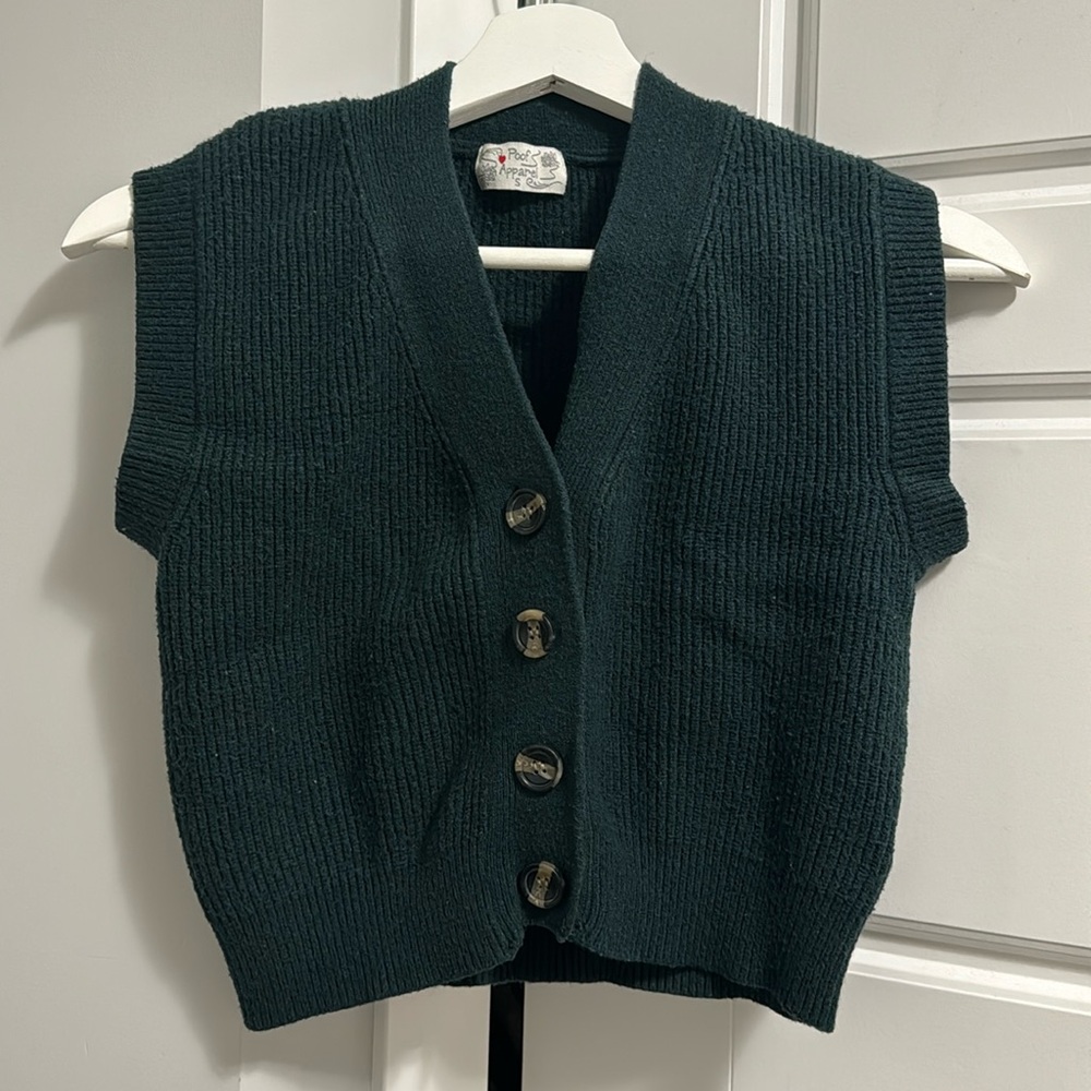 buttoned sweater vest - dark green